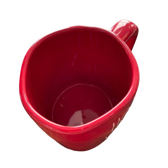 Rae Dunn Christmas Mug Red Ho Ho Ho Santa Words Magenta 16 oz Artisan Co - Picture 8 of 11
